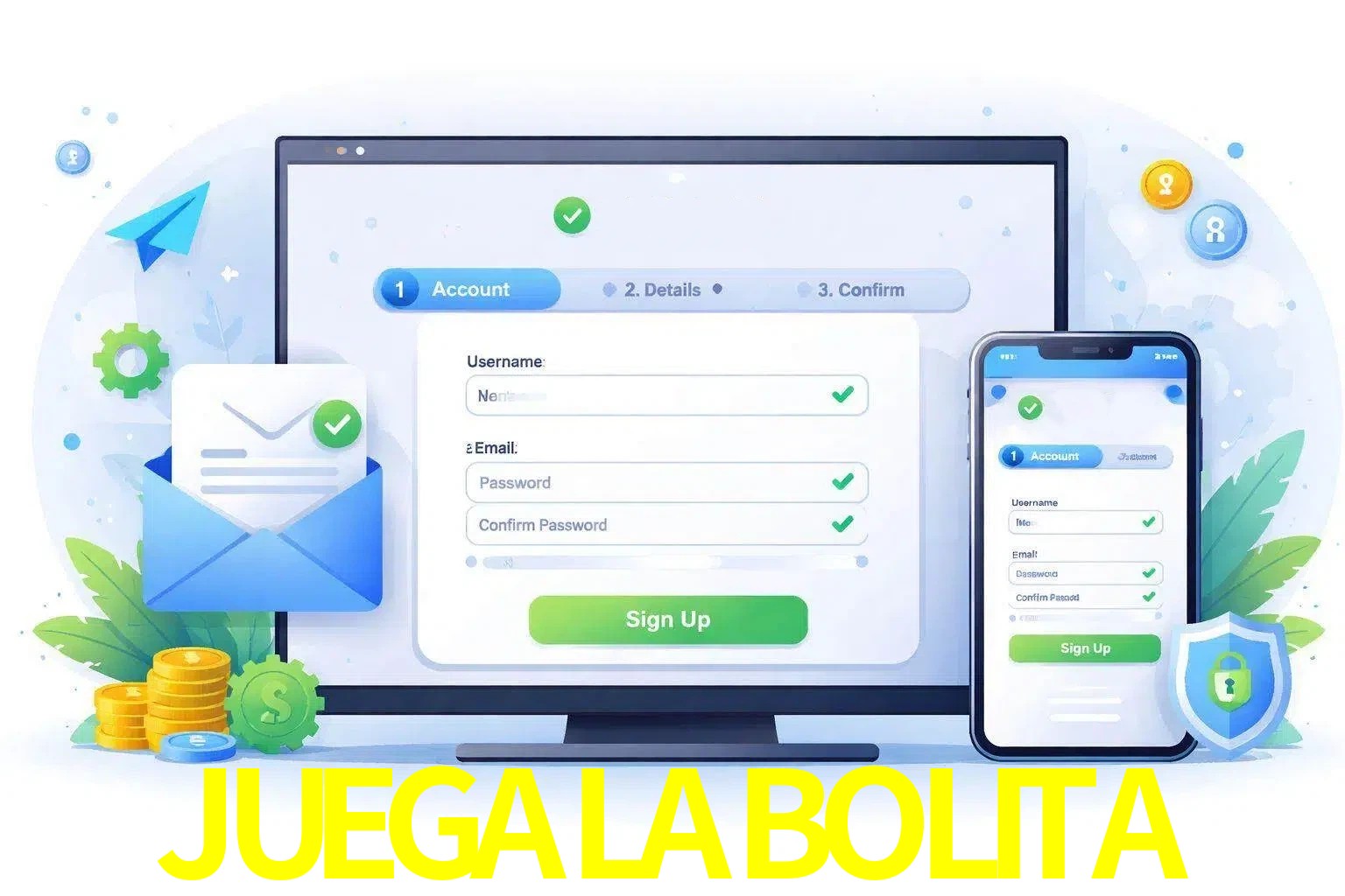 Registro de nuevo usuario y configuración de cuenta JUEGALABOLITA
